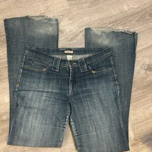 Frankie B. Distressed Blue boot Leg Jeans size 10 with distressed hem